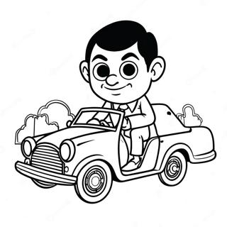 Mr Bean Driving A Car Coloring Page 33372-17575