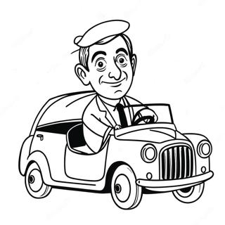 Mr Bean Driving A Car Coloring Page 33372-17576