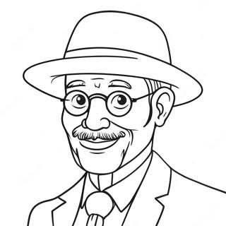 Funny Uncle With A Hat Coloring Page 33382-17582