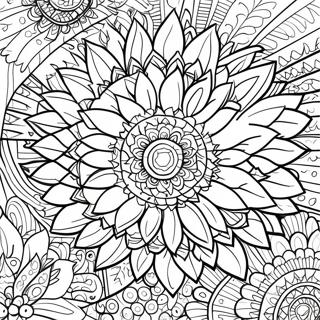 Colorful Turkey Feather Mandala Coloring Page 33412-17606