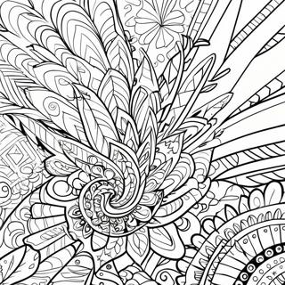 Colorful Turkey Feather Mandala Coloring Page 33412-17608