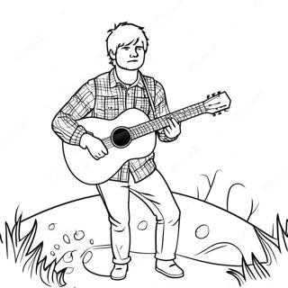 Ed Sheeran With Guitar Coloring Page 33422-17614