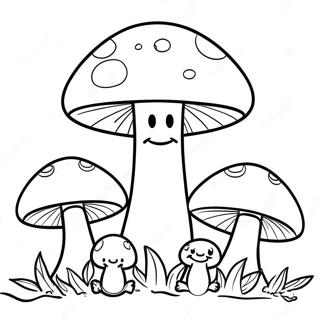 Happy Mushroom Family Coloring Page 33442-17631