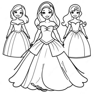 Elegant Disney Princess Paper Doll Coloring Page 33452-17638