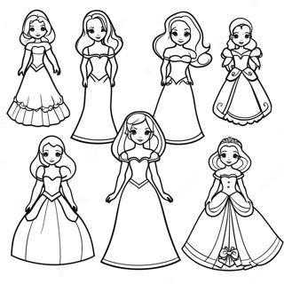 Elegant Disney Princess Paper Doll Coloring Page 33452-17639