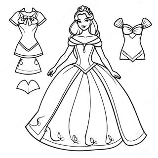 Elegant Disney Princess Paper Doll Coloring Page 33452-17640