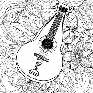 Vintage Mandolin With Floral Patterns Coloring Page 33472-17653