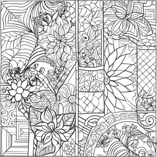 Colorful Geometric Quilt Patterns Coloring Page 3350-2726