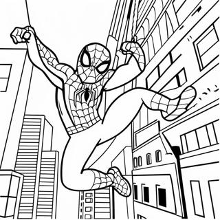 Spiderman Swinging Through City Coloring Page 33552-17717