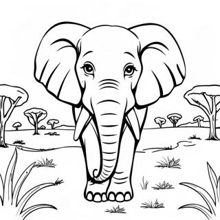 Majestic Elephant In The Savanna Coloring Page 33582-17741