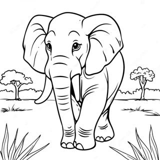 Majestic Elephant In The Savanna Coloring Page 33582-17743