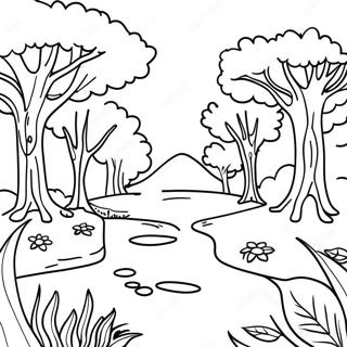 Green Nature Scene Coloring Page 33591-17746