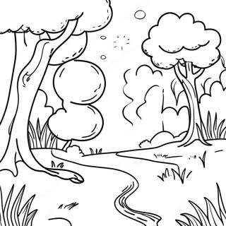 Green Nature Scene Coloring Page 33591-17748