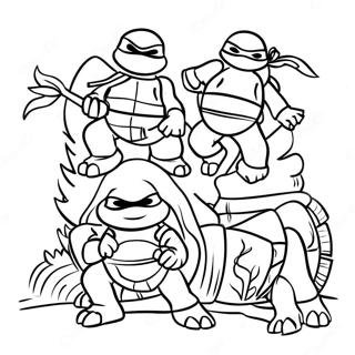 Festive Ninja Turtles Decorating A Tree Coloring Page 33622-17774