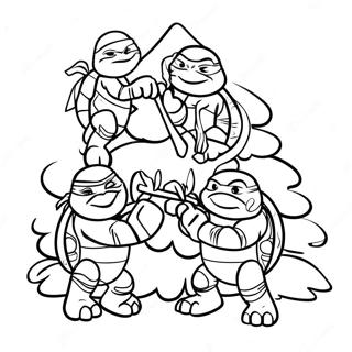 Festive Ninja Turtles Decorating A Tree Coloring Page 33622-17776