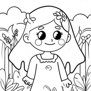 Cute Mary Jane In A Flower Garden Coloring Page 33662-17805