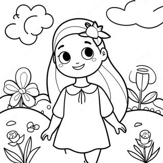 Cute Mary Jane In A Flower Garden Coloring Page 33662-17808