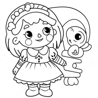 Raggedy Ann With Her Doll Coloring Page 33672-17816