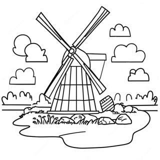 Holland Windmill Coloring Page 33822-17923