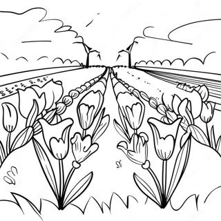 Dutch Tulip Fields Coloring Page 33823-17925