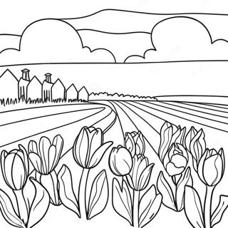 Dutch Tulip Fields Coloring Page 33823-17926