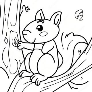 Playful Squirrel Climbing A Tree Coloring Page 3400-2765