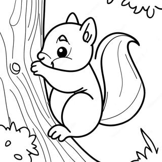 Playful Squirrel Climbing A Tree Coloring Page 3400-2766