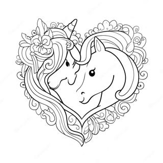 Unicorn Heart Coloring Page 34032-28287