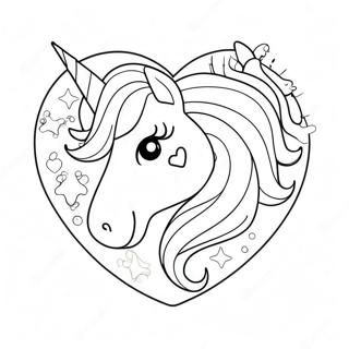 Sparkling Unicorn Heart Coloring Page 34033-18090