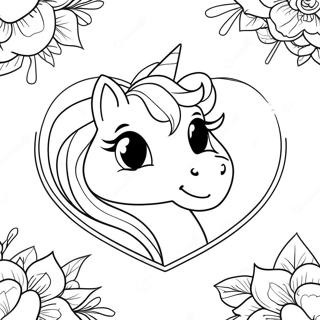 Sparkling Unicorn Heart Coloring Page 34033-28291