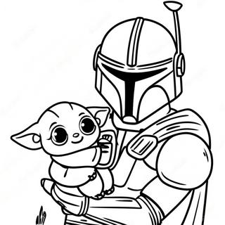 Mandalorian With Baby Yoda Coloring Page 34233-28449