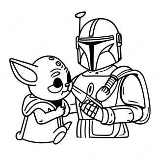 Mandalorian With Baby Yoda Coloring Page 34233-28450