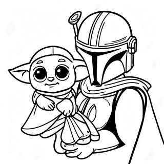 Mandalorian With Baby Yoda Coloring Page 34233-28451