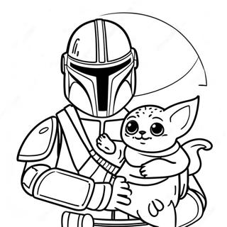 Mandalorian With Baby Yoda Coloring Page 34233-28452