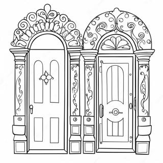 Colorful Cartoon Doors Coloring Page 34243-28457