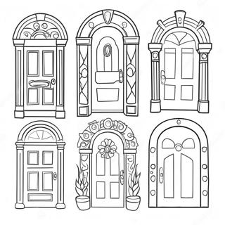 Colorful Cartoon Doors Coloring Page 34243-28459