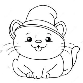 Silly Cat With A Hat Coloring Page 34253-28466