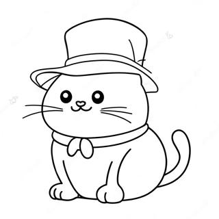 Silly Cat With A Hat Coloring Page 34253-28468