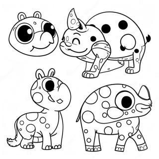 Colorful Polka Dot Animals Coloring Page 34313-28590