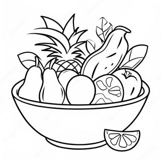 Colorful Fruit Bowl With Tropical Fruits Coloring Page 34353-28545