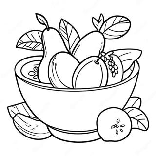 Colorful Fruit Bowl With Tropical Fruits Coloring Page 34353-28546