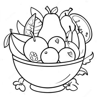 Colorful Fruit Bowl With Tropical Fruits Coloring Page 34353-28547