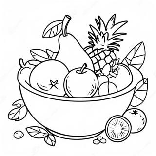 Colorful Fruit Bowl With Tropical Fruits Coloring Page 34353-28621