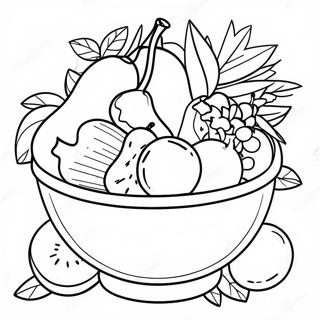 Colorful Fruit Bowl With Tropical Fruits Coloring Page 34353-28622