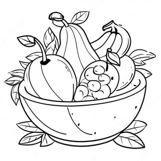 Colorful Fruit Bowl With Tropical Fruits Coloring Page 34353-28623