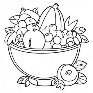 Colorful Fruit Bowl With Tropical Fruits Coloring Page 34353-28624