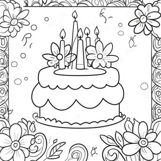 Happy Birthday Flowers Coloring Page 34362-28550