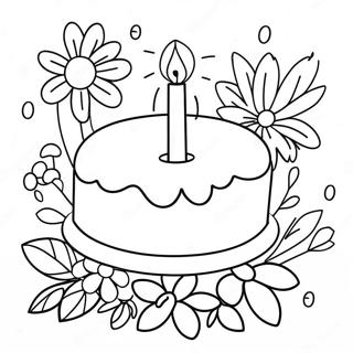 Happy Birthday Flowers Coloring Page 34362-28551