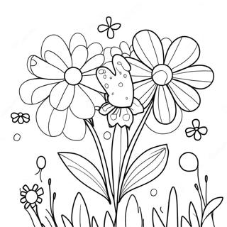 Happy Birthday Flowers Coloring Page 34362-28625