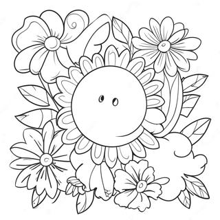 Colorful Birthday Flowers Coloring Page 34363-28553